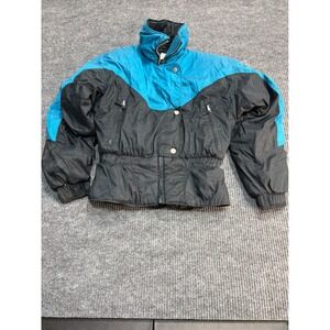 Double Diamond Vintage Ski Jacket Teal Black Colorblock Puffer Womens Small